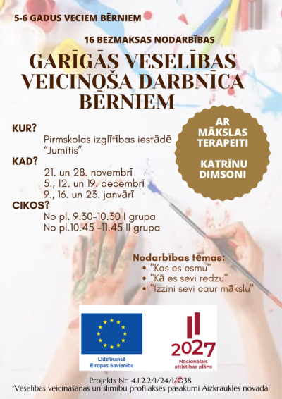 garīgās veselības veicinošās darbnīcas bērniem afiša