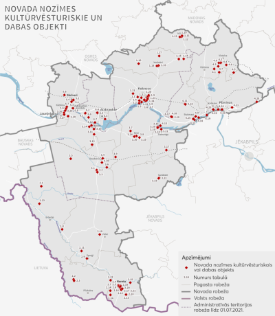 Novada nozīmes kultūrvēsturiskie un dabas objekti