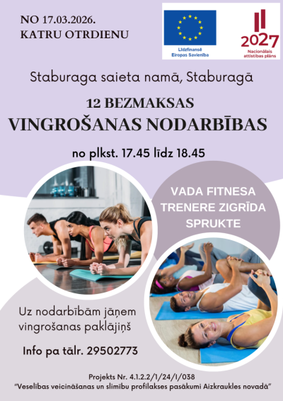 Vingrošanas nodarbību afiša