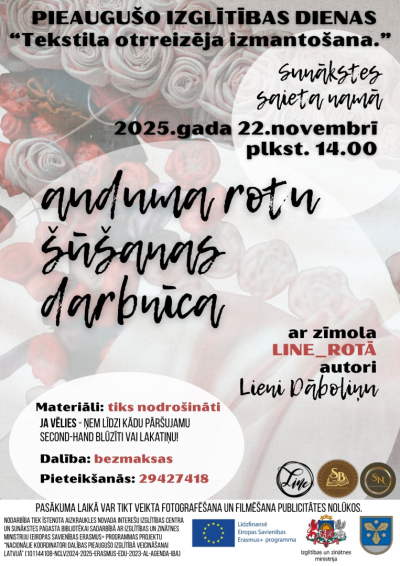 Auduma rotu šūšanas darbnīca ar mākslinieci Lieni Dāboliņu