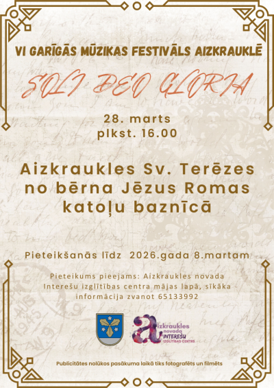 VI Garīgās mūzikas festivāla “Soli Deo Gloria” afiša