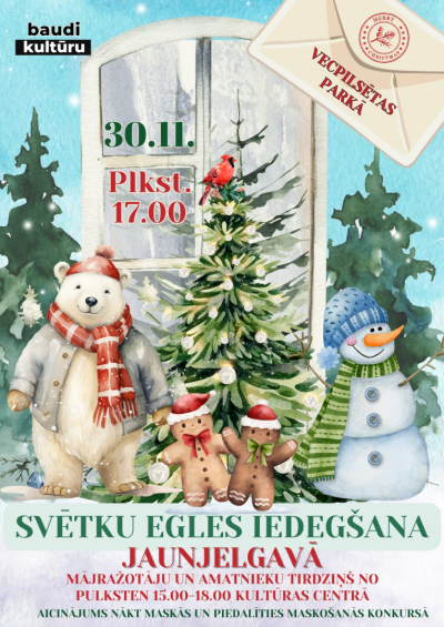 Svētku egles iedegšana Jaunjelgavā