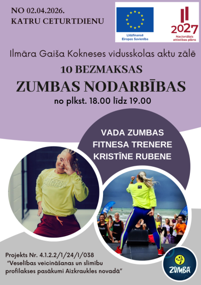 Zumbas nodarbību afiša