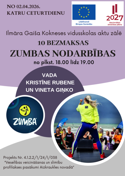 Zumbas nodarbību afiša