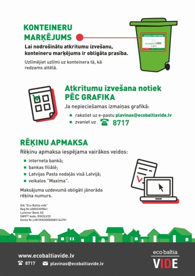 Konteinera marķējums un rēķina apmaksa