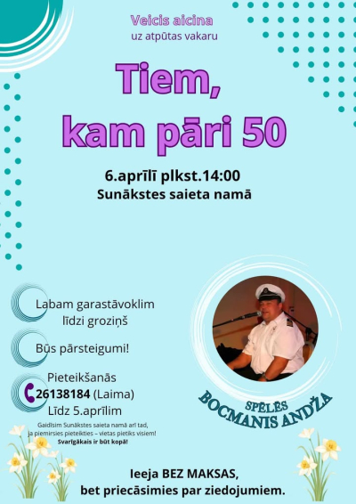 Atpūtas vakars “Tiem kam pāri 50” Sunākstē