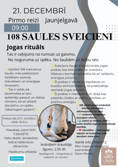 Jogas rituāls “108 Saules sveicieni” Jaunjelgavā
