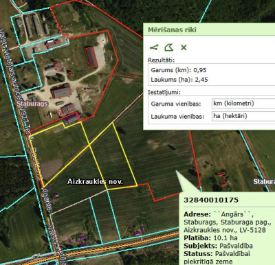 ekrānuzņēmums ar zemes vienību