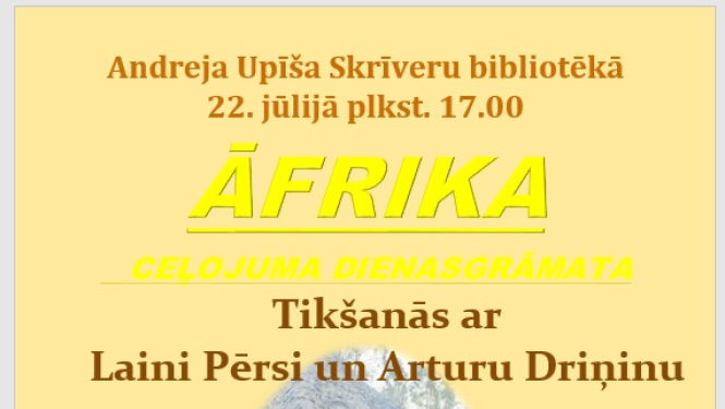 Afiša par tikšanos Skrīveru bibliotēkā