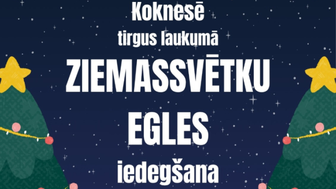 Ziemassvētku egles iedegšana Koknesē kopā ar Rūķi un Ziemassvētku vecīti “Rūķu meža Ziemassvētku eglīte”