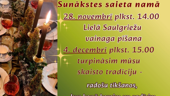 Lielā Saulgriežu vainaga pīšana un radošā tikšanās