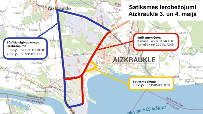 karte ar satiksmes ierobežojumiem