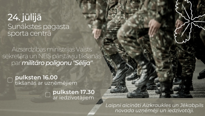 afiša par tikšanos par militāro poligonu