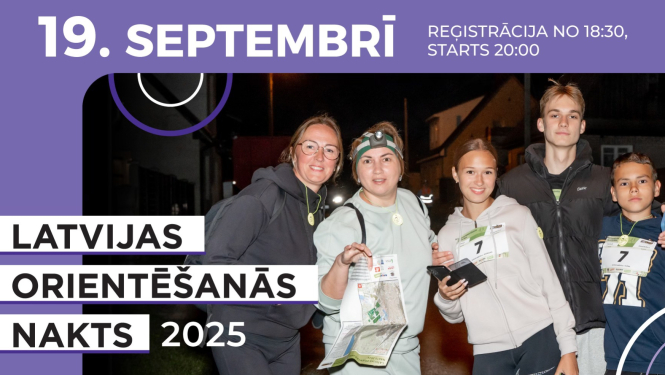 Latvijas Orientēšanās nakts pasākuma afiša