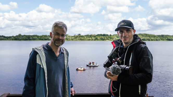 redaktors Gundars Rēders un operators Jānis Goldbergs