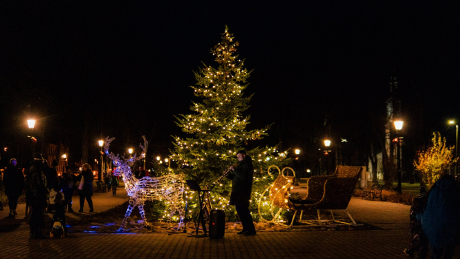 Fonā deg Ziemassvētku eglīte