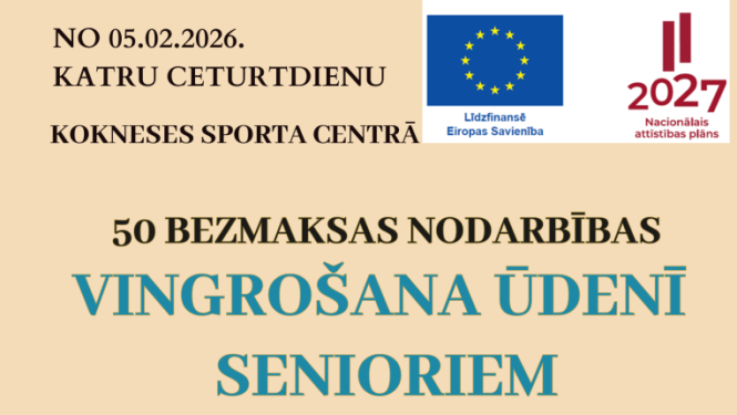 Vingrošana ūdenī senioriem afiša