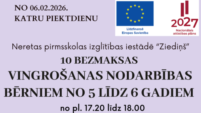 Vingrošanas nodarbību afiša