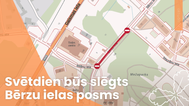 karte ar atzīmētu ceļu, kurš tiks slēgts