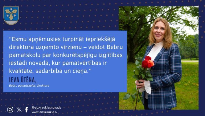 Ieva Ūtēna, Bebru pamatskolas direktore