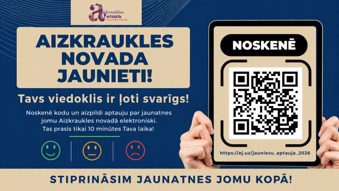 afiša ar aicinājumu aizpildīt jauniešu aptauju