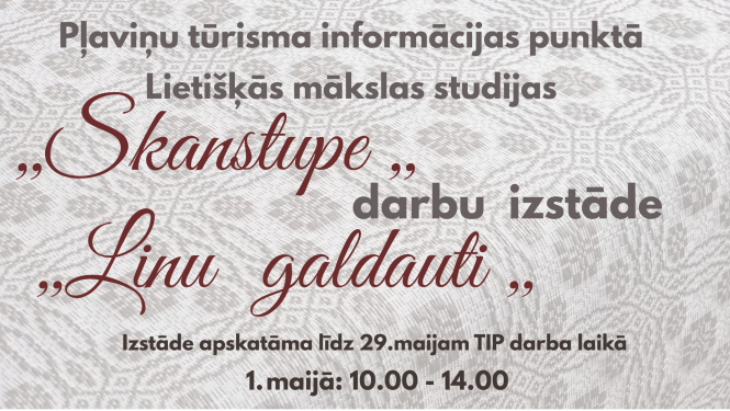 Lietišķās mākslas studijas “Skanstupe” darbu izstāde "Linu galdauti"