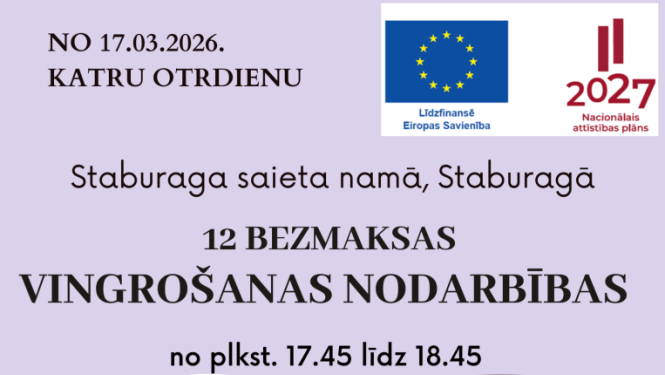 Vingrošanas nodarbību afiša