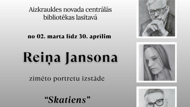Reiņa Jansona zīmēto portretu izstāde “Skatiens”