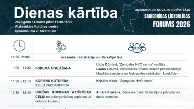 Aizkraukles novada iedzīvotāju SABIEDRĪBAS LĪDZDALĪBAS FORUMS 2026