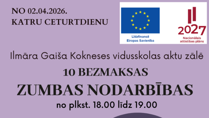 Zumbas nodarbību afiša