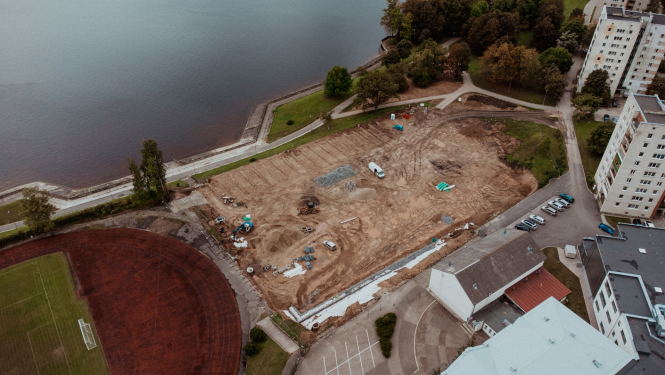 stadiona būvniecības darbi