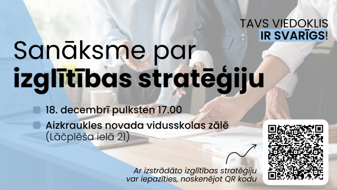 sanāksmes par izglītības stratēģiju baneris