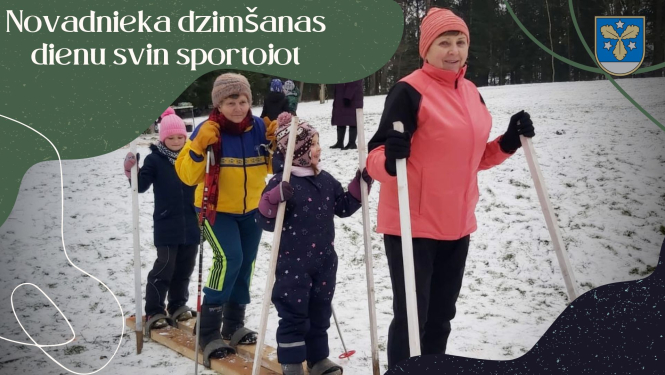 vairāki uz vienām slēpēm