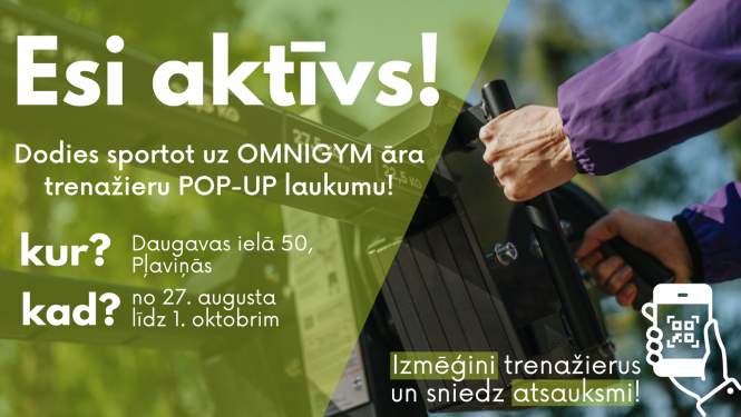afiša par OMNIGYM āra trenažieriem