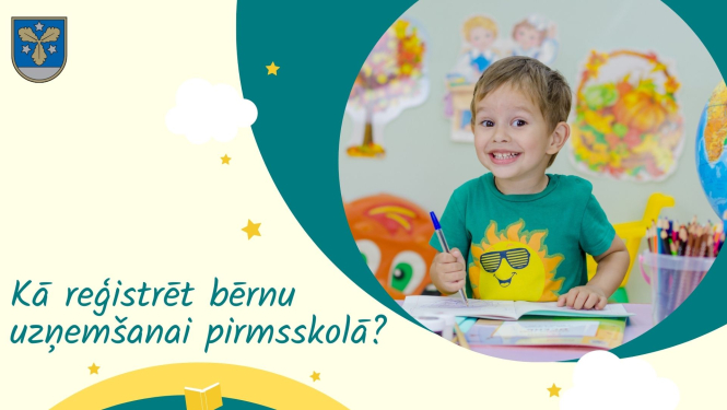 reģistrēt bērnu pirmsskolā - baneris
