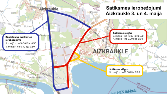 karte ar satiksmes ierobežojumiem