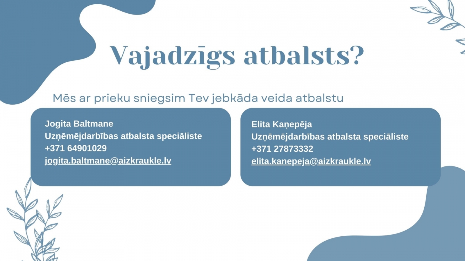 atbalsta kontakti uzņēmējiem