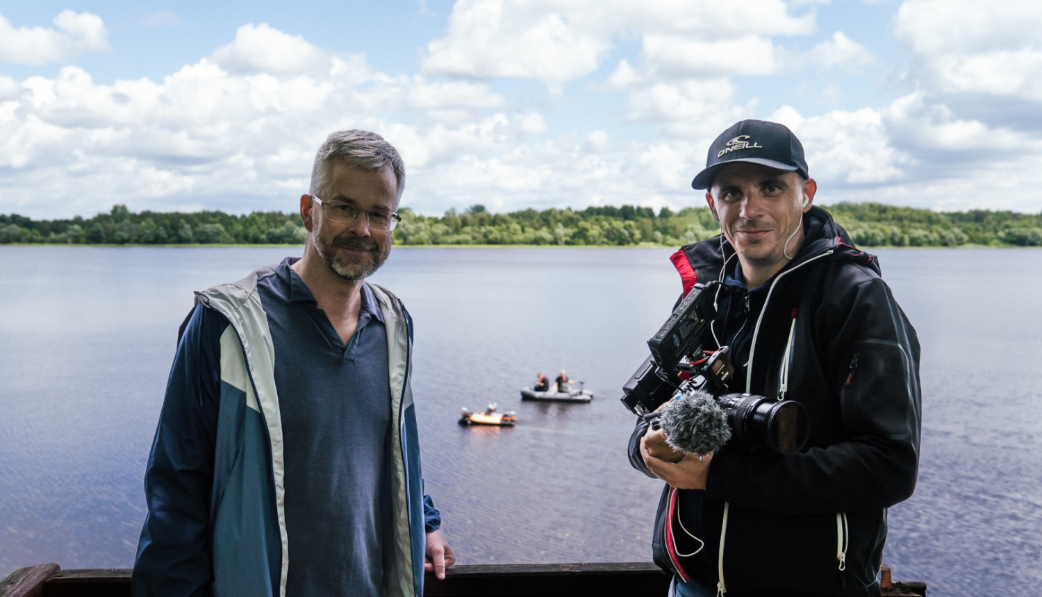 redaktors Gundars Rēders un operators Jānis Goldbergs