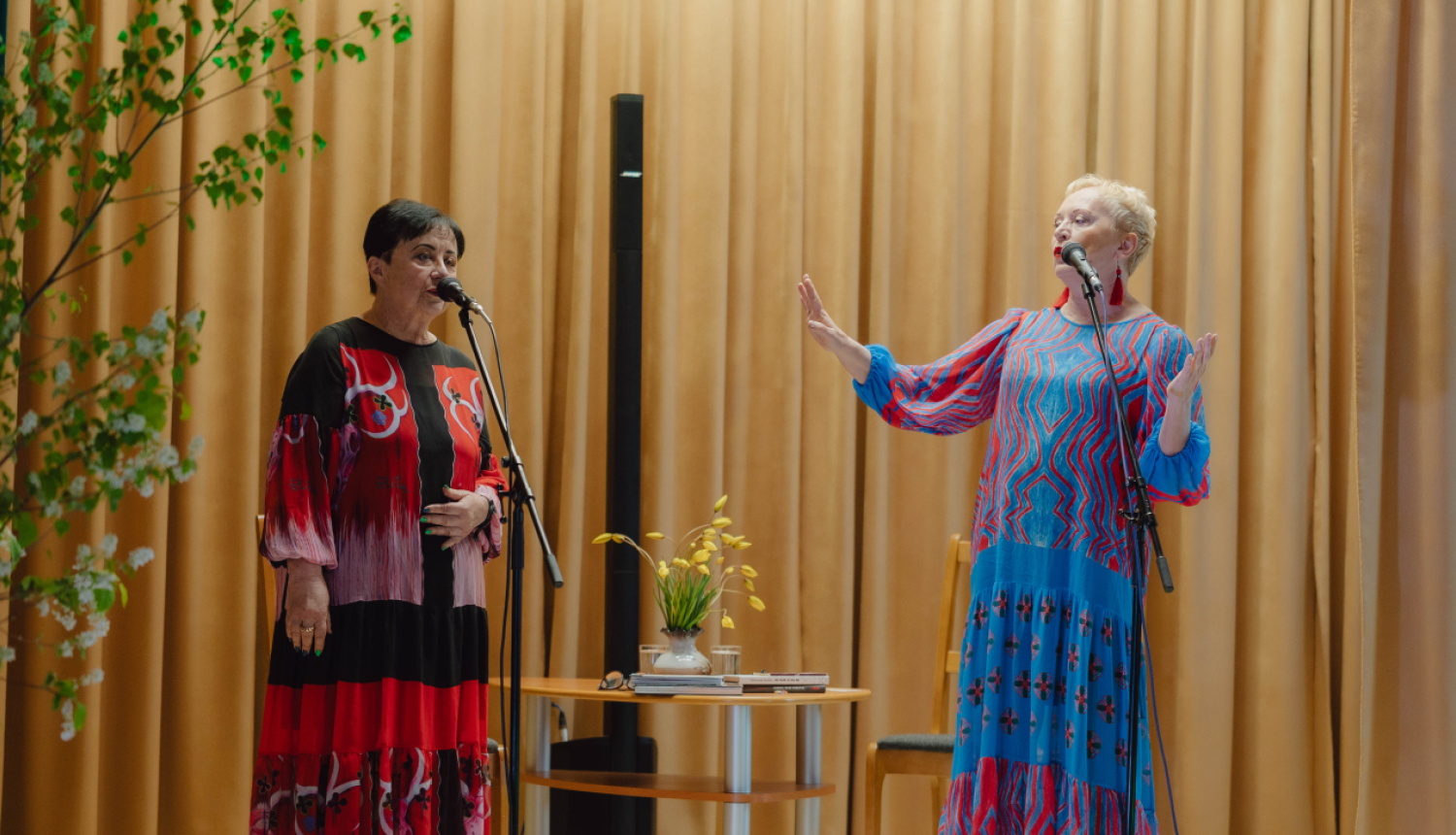 tikšanās ar aktrisi, dzejnieci, dziesminieci Raimondu Vazdiku un žurnālisti Elitu Veidemani