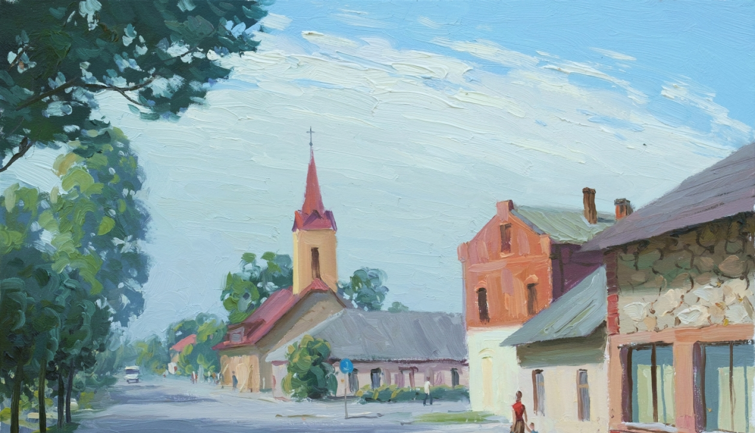 Pļaviņu ainava, gleznas autors – Andrejs Severetņikovs.