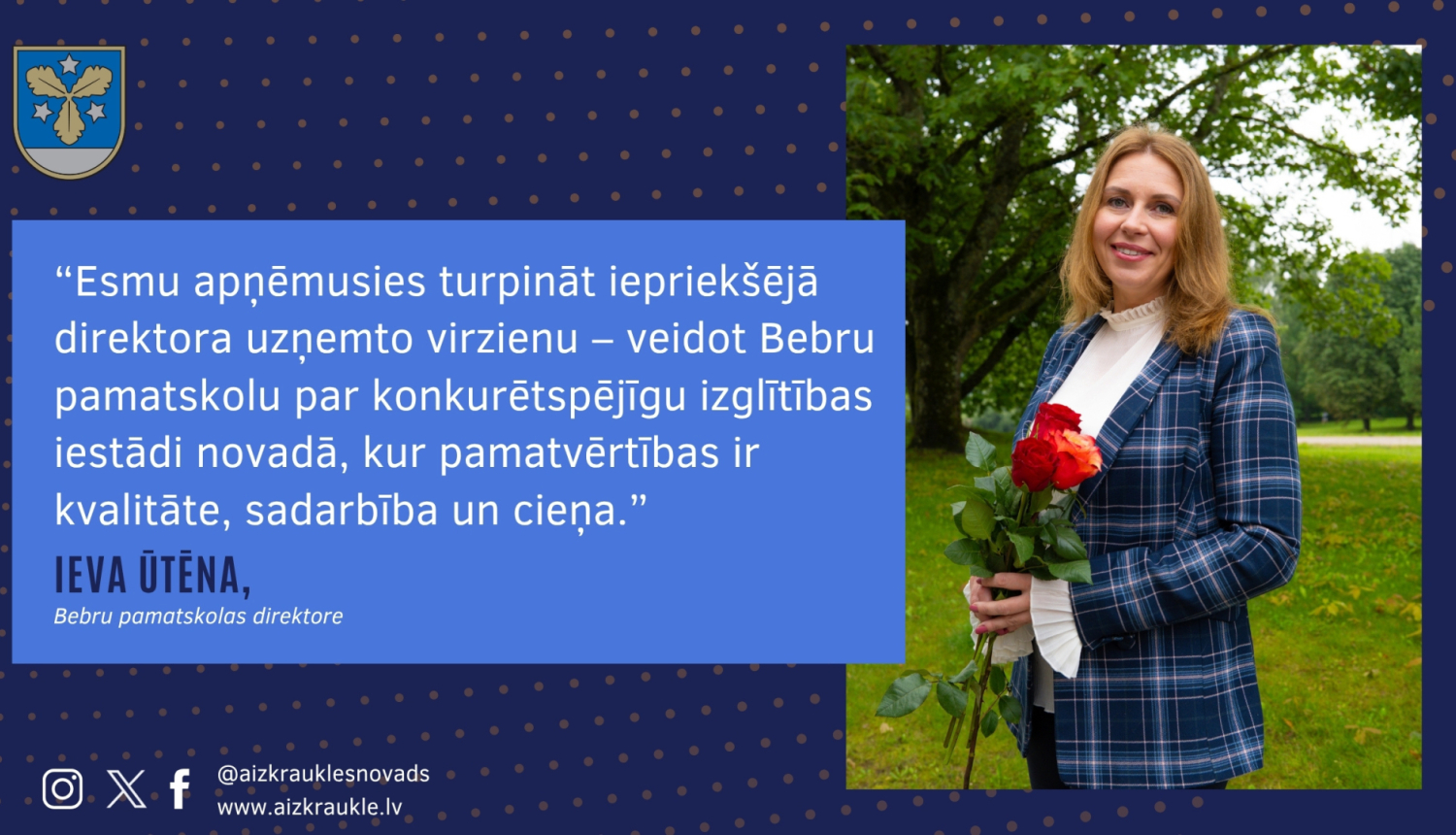 Ieva Ūtēna, Bebru pamatskolas direktore