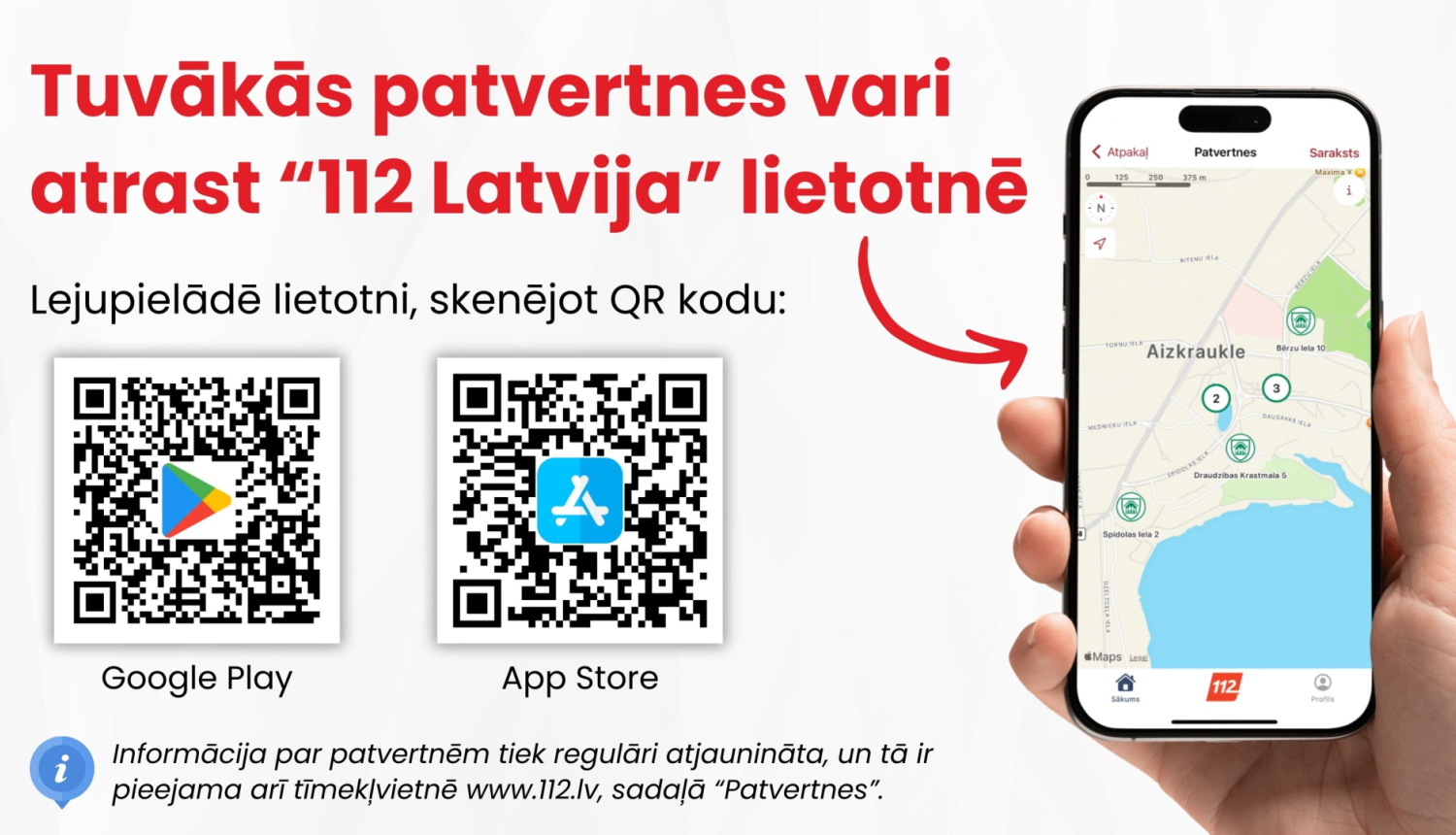 112 Latvija lietotnes baneris