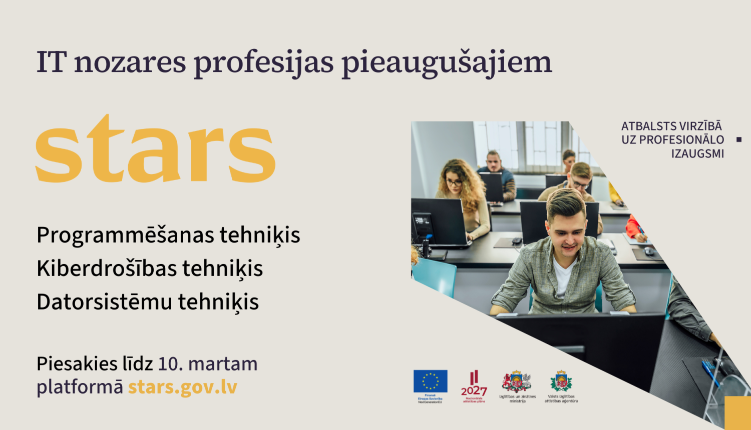 afiša par pieteikšanos mācībām