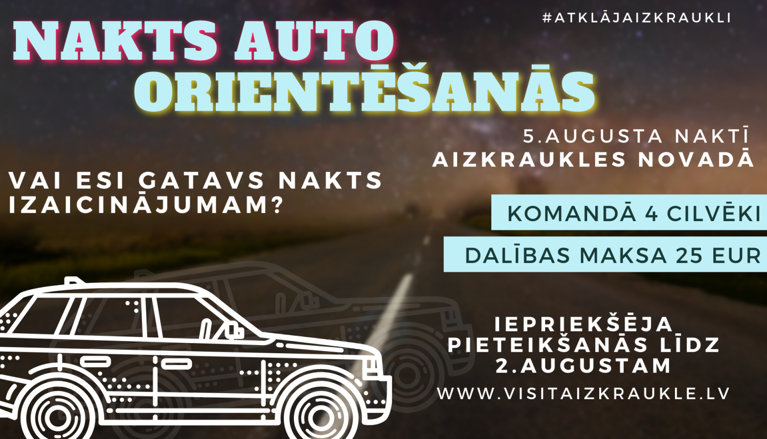 nakts auto orientēšanās