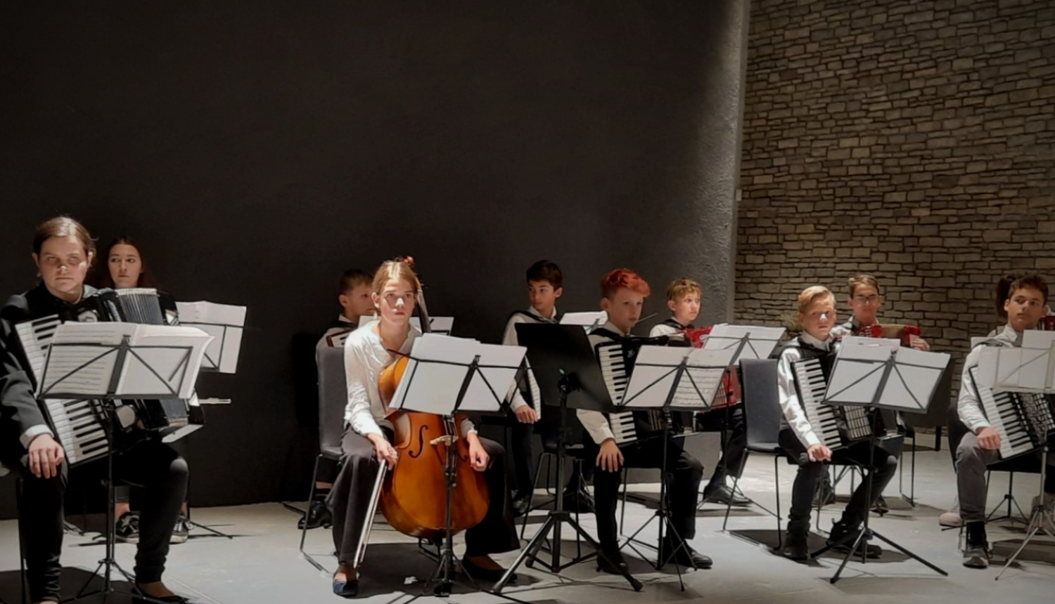 bērni spēlē akardeonu