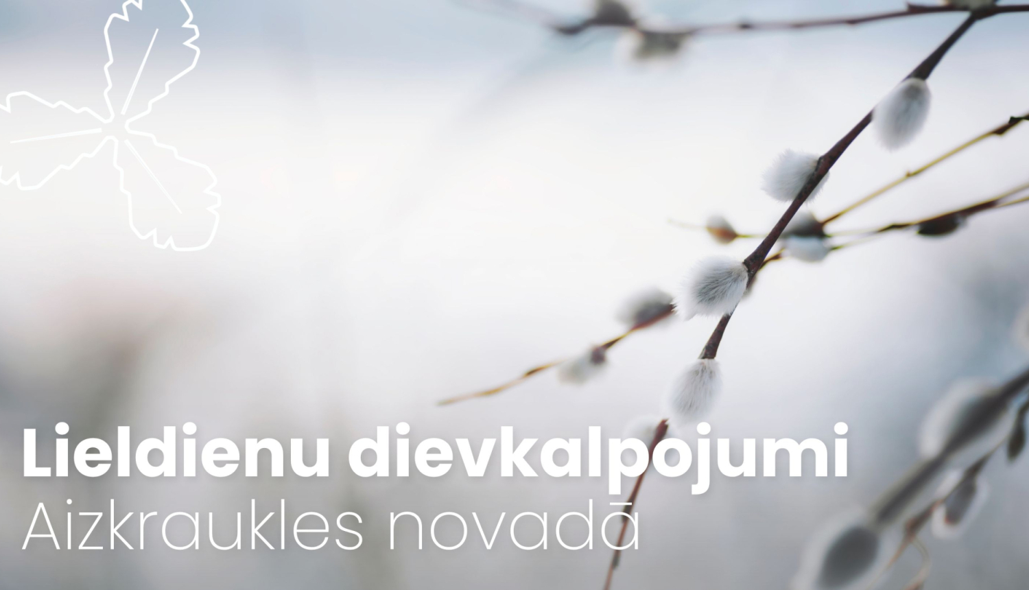 pelēcīgs fons un pūpolu zari