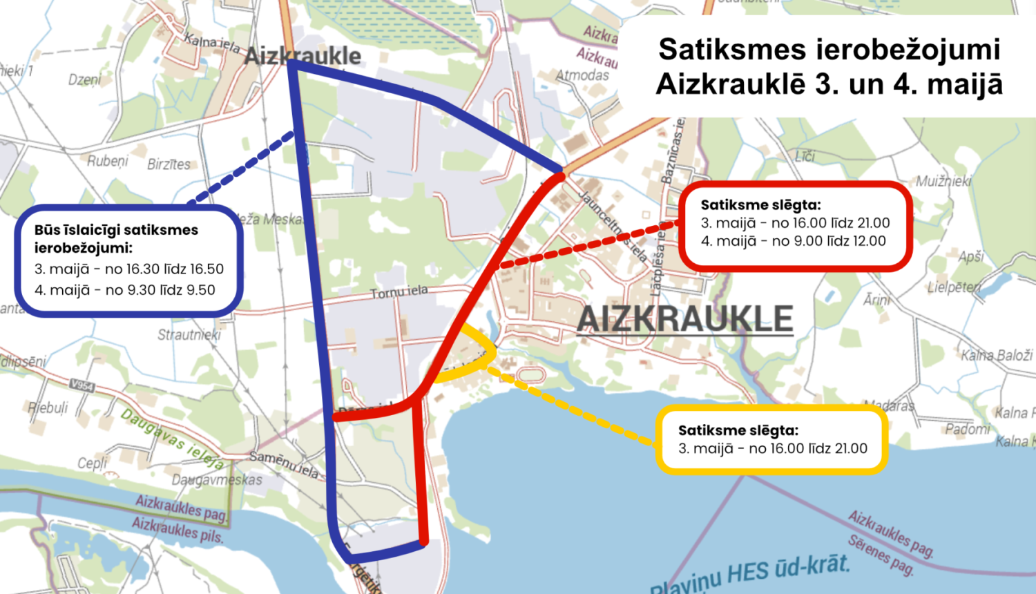 karte ar satiksmes ierobežojumiem