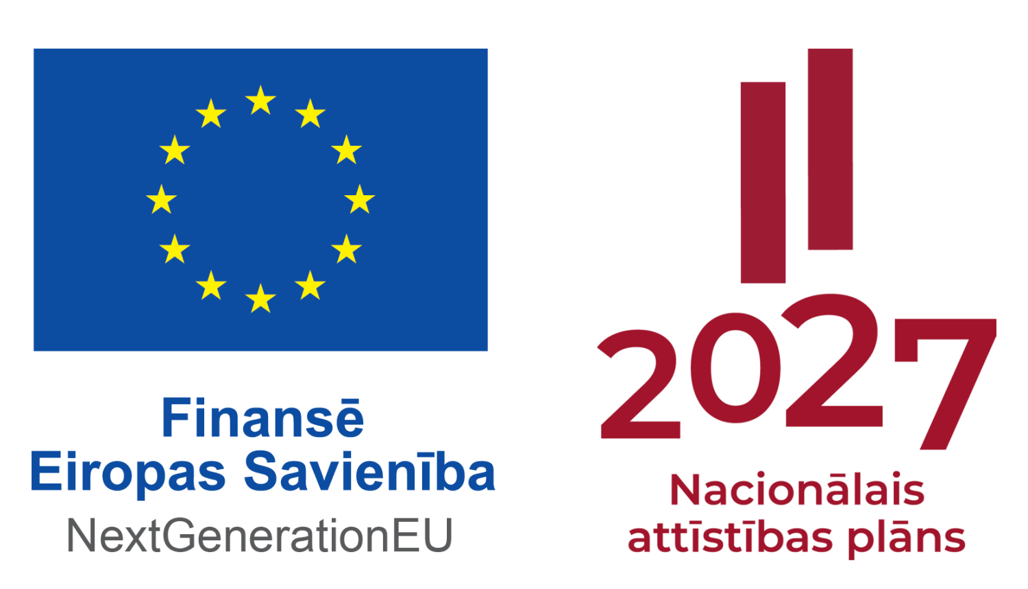 ES logo + Nacionālās attīstības plāna logo